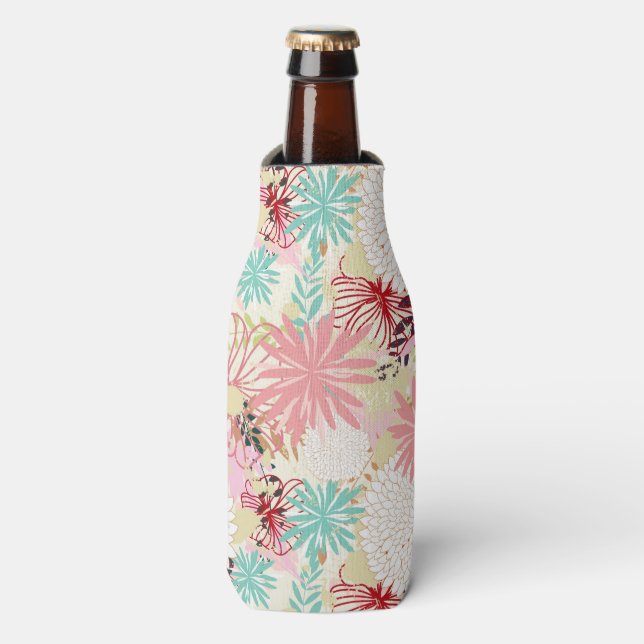 Floral background 4 bottle cooler (Bottle Front)