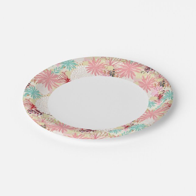 Floral background 4 paper plate (Angled)