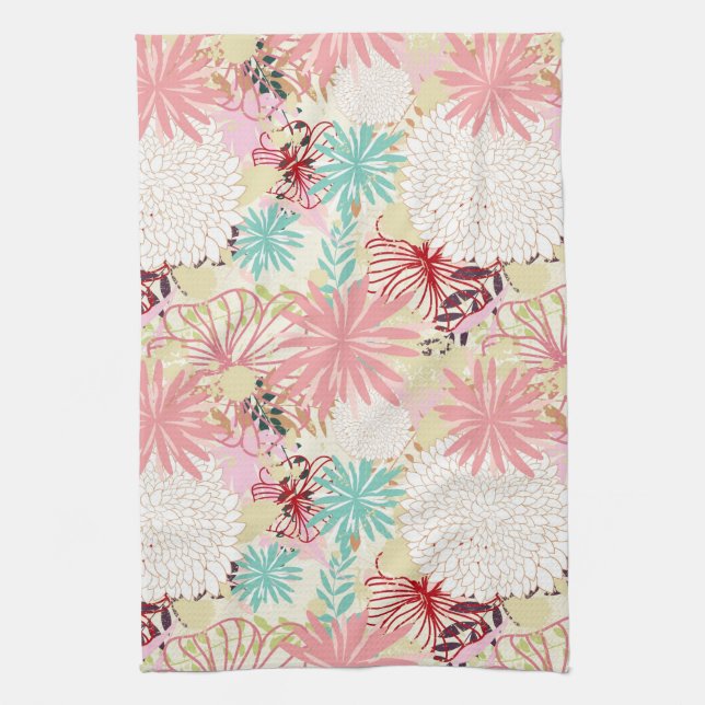 Floral background 4 tea towel (Vertical)