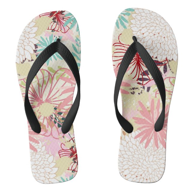 Floral background 4 thongs (Footbed)