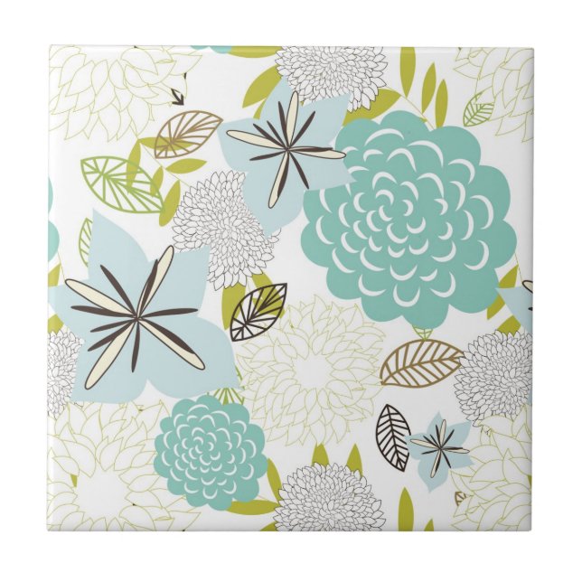 Floral background 5 ceramic tile (Front)