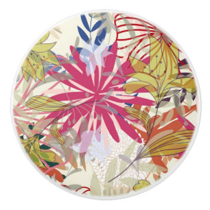 Floral background 6 ceramic knob