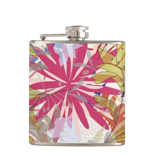 Floral background 6 hip flask (Front)