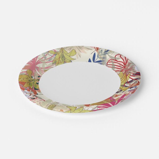 Floral background 6 paper plate (Angled)