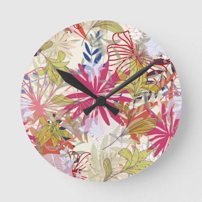 Floral background 6 round clock (Front)