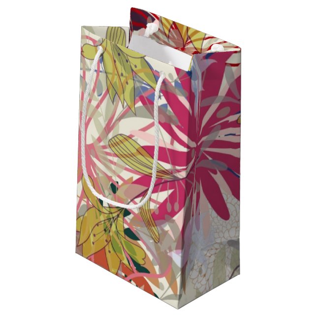 Floral background 6 small gift bag (Back Angled)