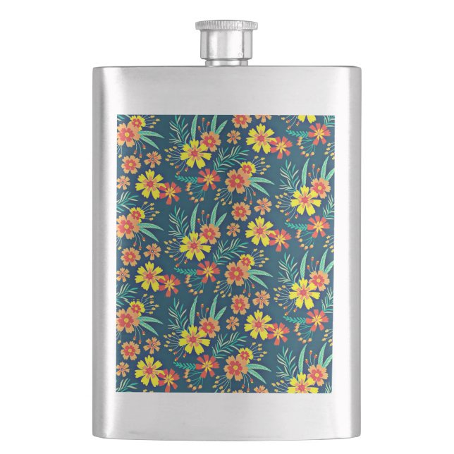 Floral Background Beautiful Design-46566 Hip Flask (Front)