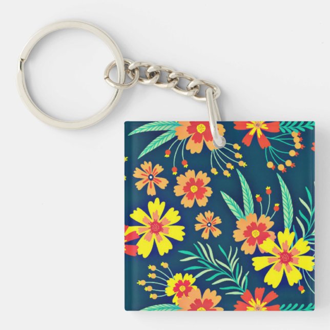 Floral Background Beautiful Design-46566 Key Ring (Front)