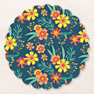 Floral Background Beautiful Design-46566 Paper Coaster