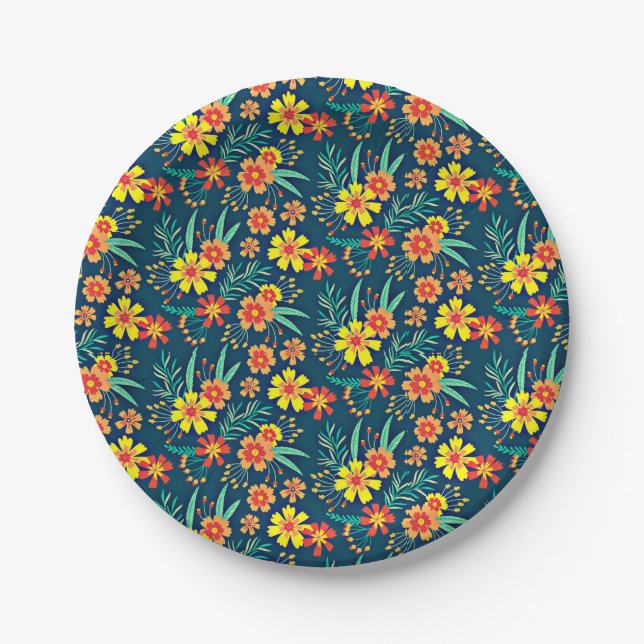 Floral Background Beautiful Design-46566 Paper Plate (Front)