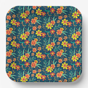 Floral Background Beautiful Design-46566 Paper Plate