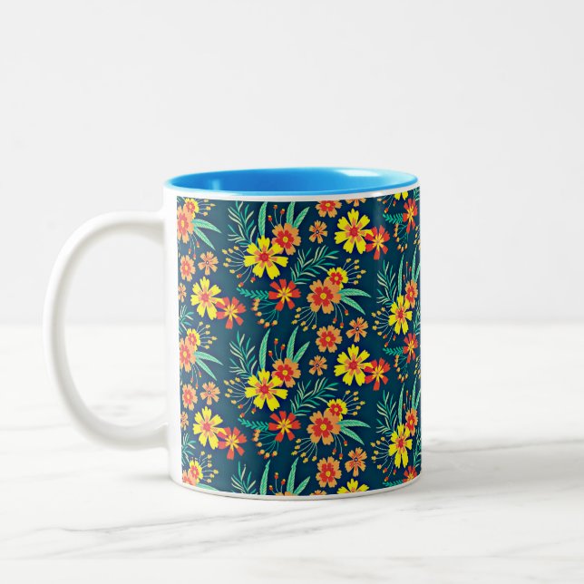 Floral Background Beautiful Design-46566 Two-Tone Coffee Mug (Left)