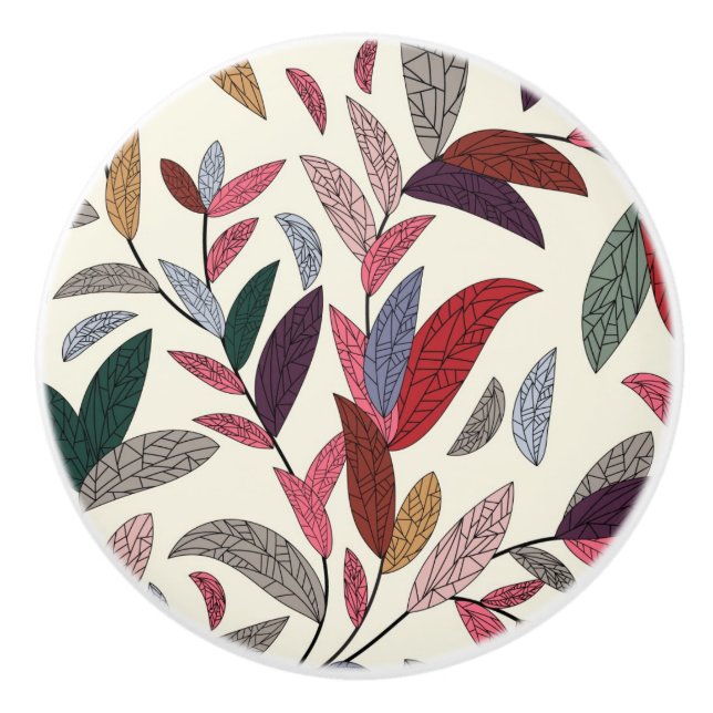 Floral background ceramic knob (Front)