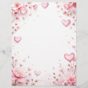 Floral background for a paper letter, for Valentin Custom Letterhead