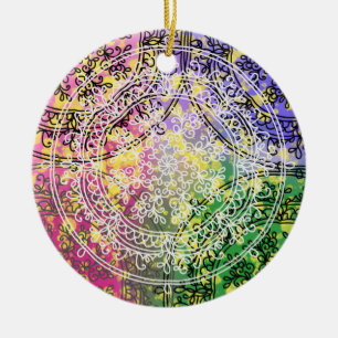 Floral background  manda throw pillow ceramic ornament