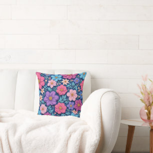 Floral background, pink and purple, cushion