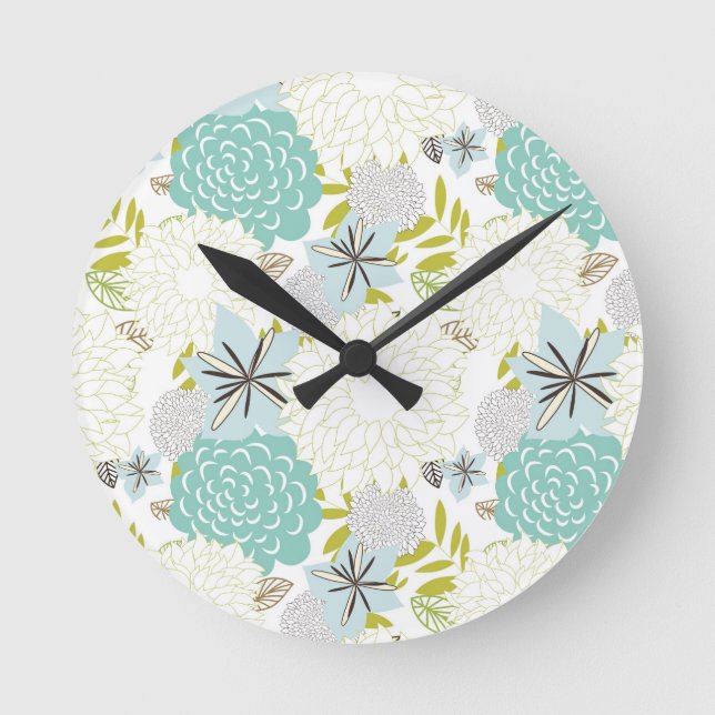 Floral background round clock (Front)