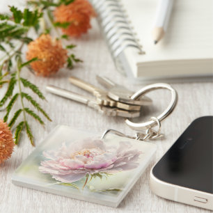 Floral background. Spring blossom Key Ring