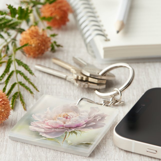 Floral background. Spring blossom Key Ring (Front Right)