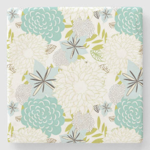 Floral background stone coaster