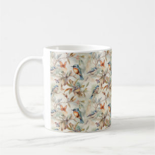 floral background with birds and butterflies  Mug