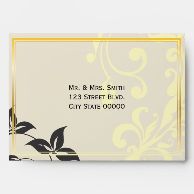 Floral Background with Gold Frame Envelope (Front)
