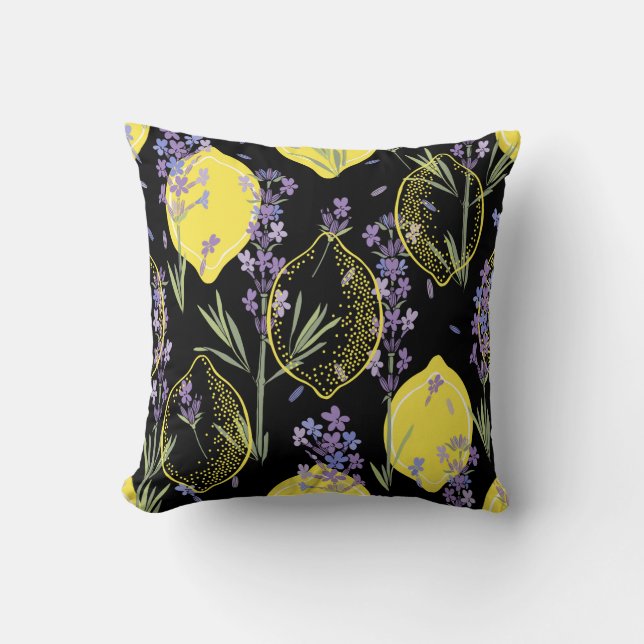 Floral background with hand-drawn lavender flowers cushion (Front)