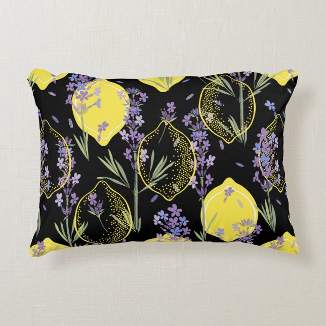 Floral background with hand-drawn lavender flowers decorative cushion (Front)
