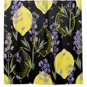 Floral background with hand-drawn lavender flowers shower curtain