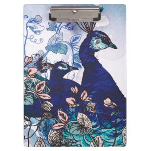 Floral Background with Peacocks Clipboard
