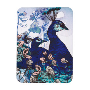 Floral Background with Peacocks Magnet