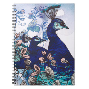 Floral Background with Peacocks Notebook