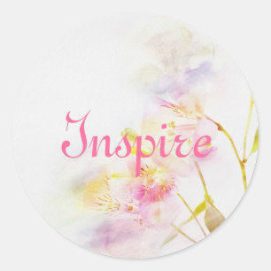 floral background with watercolor flowers classic round sticker