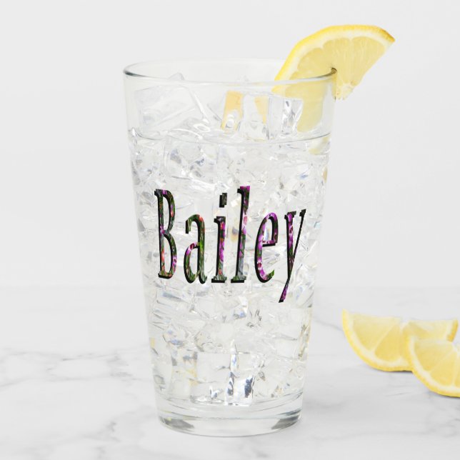 Floral Bailey Name, Glass (Back Ice)