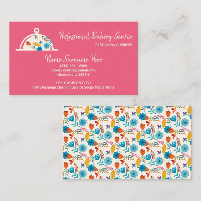 Floral Bakery Cook Chef Business Card (Front/Back)