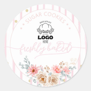 Floral Bakery logo cake freshly baked Classic Round Sticker