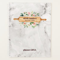 Floral Bakery Rolling Pin Patisserie white marble