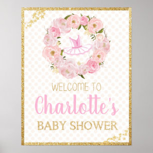 Floral Ballerina Baby Shower Welcome Poster Sign