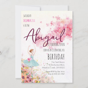 Floral Ballerina Birthday Girl Dance Party Invitation