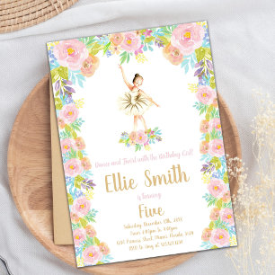 Floral Ballerina Birthday Invitation