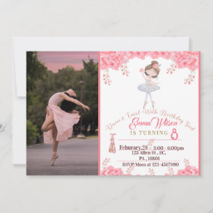 Floral Ballerina Birthday Invitation For Girls