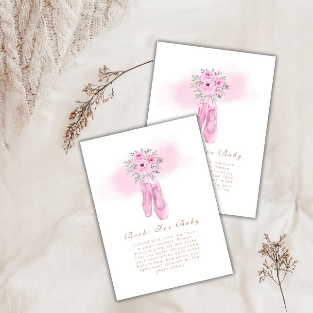 Floral Ballerina Shoes Books For Baby Shower  Enclosure Card (Floral Ballerina Shoes Books For Baby Shower Enclosure Card)