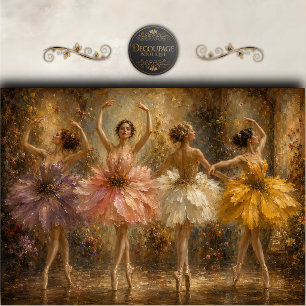 Floral Ballet Quartet Decoupage Tissue Paper