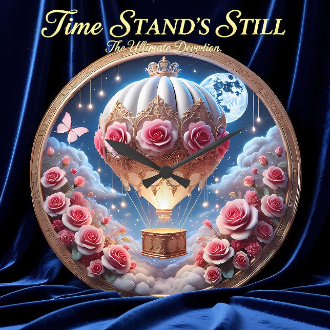 Floral Balloon Lunar Voyage  Large Clock (Creator Uploaded)