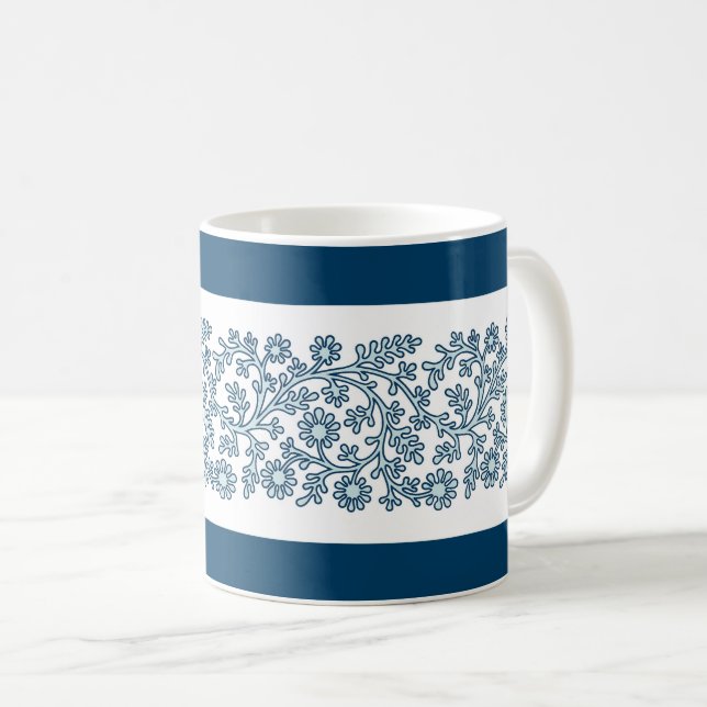 Floral Band, Blue Coffee Mug (Front Right)