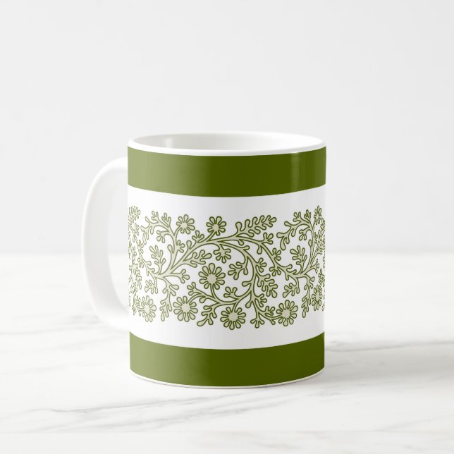 Floral Band, Green Coffee Mug (Front Left)