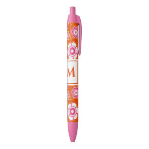 Floral Bandanna Print Monogram Black Ink Pen