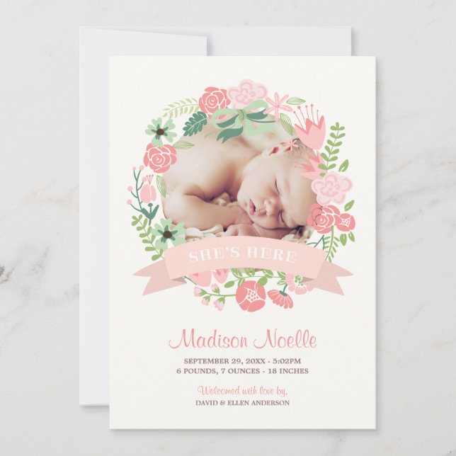 Floral Banner | Birth Announcement (Front)