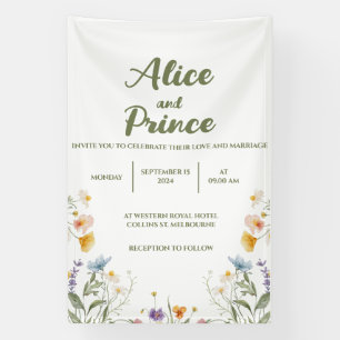 Floral banner wedding sign