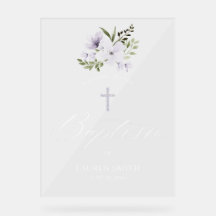 Floral Baptism Christening Elegant Script